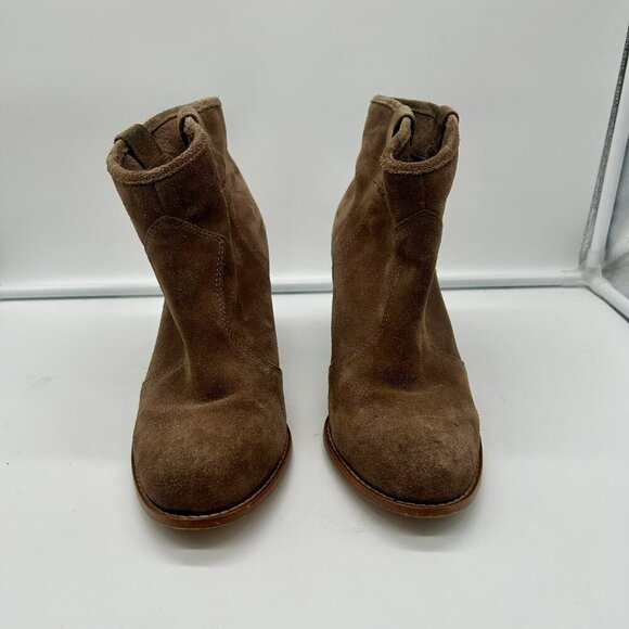 Splendid Lakota Suede Leather Boots Women 11 Brown Taupe Stack Heel Western - Picture 4 of 15